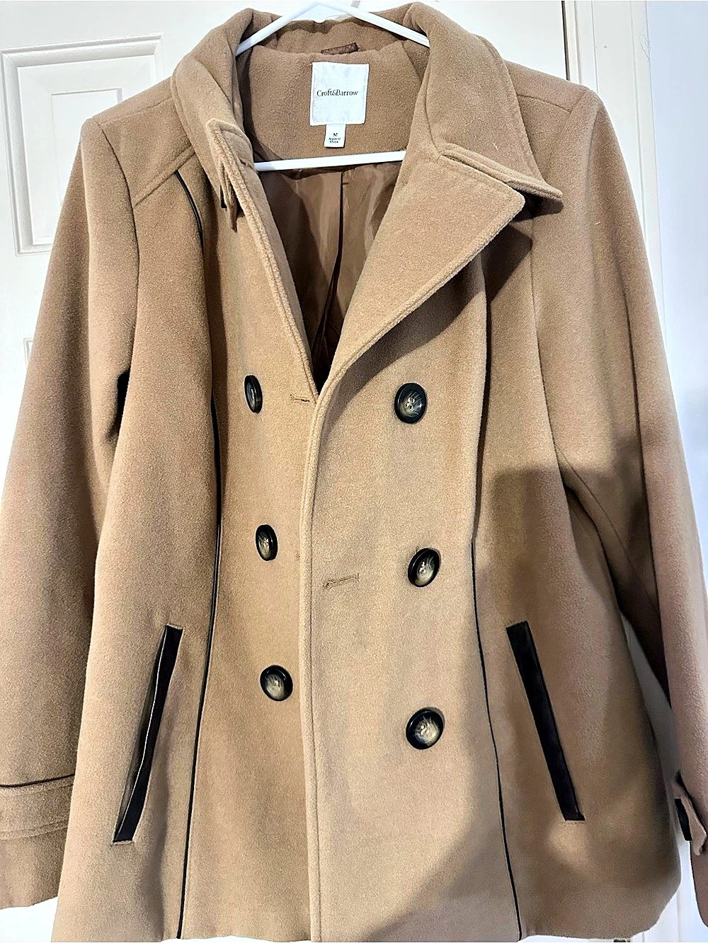 Croft & Barrow Double-Breasted Pea Coat in Brown Size Medium